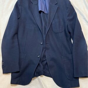 Massimo Dutti Classic Navy Men's Two-Button Suit Blazer cotton 44r